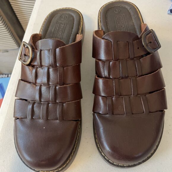 PREDICTIONS LEATHER COLLECTION WOMENS SHOES 8.5 BROWN SLIP-ON WEAVE - Picture 1 of 12